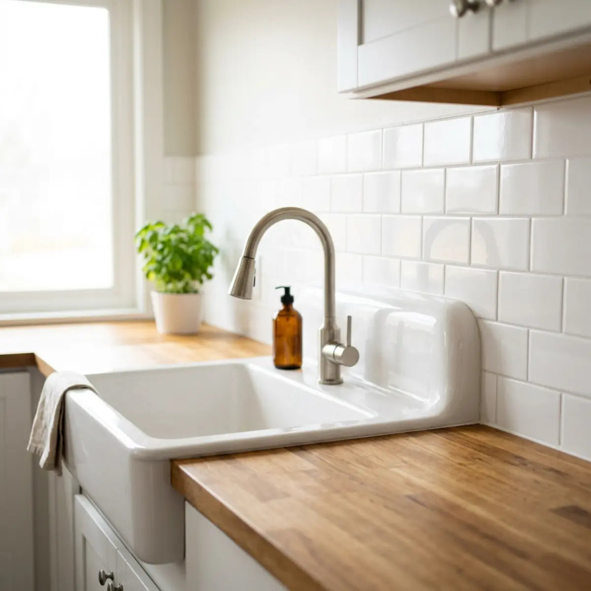 We Scribed Sink Cuts: Peel-and-Stick Tile Done Right