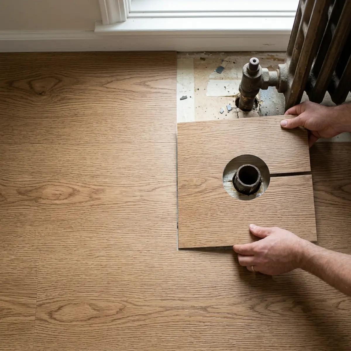 We Tested 3 Pipe-Cut Methods for Peel-and-Stick Tile