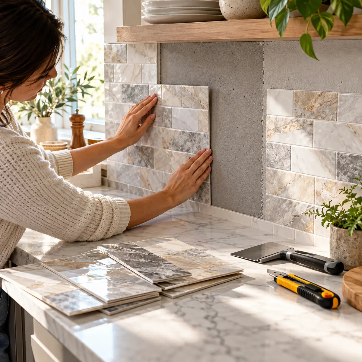 Peel-and-Stick Tile Over Cement Board: Prep & Tests
