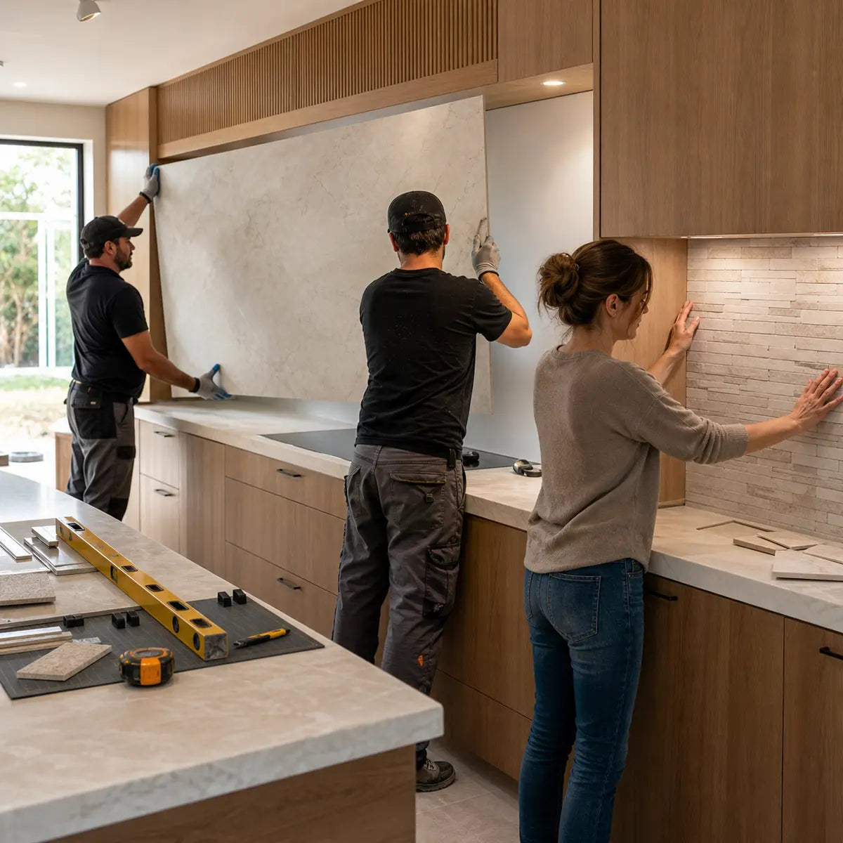 Porcelain Slab vs Peel-and-Stick Backsplash