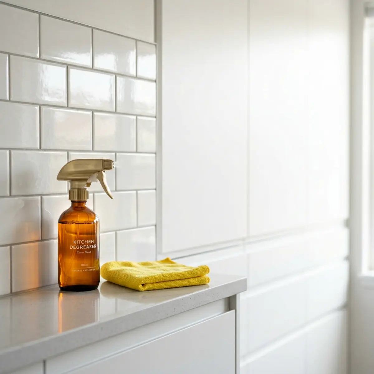 Vi testade avfettningsmedel på Peel and Stick-backsplash