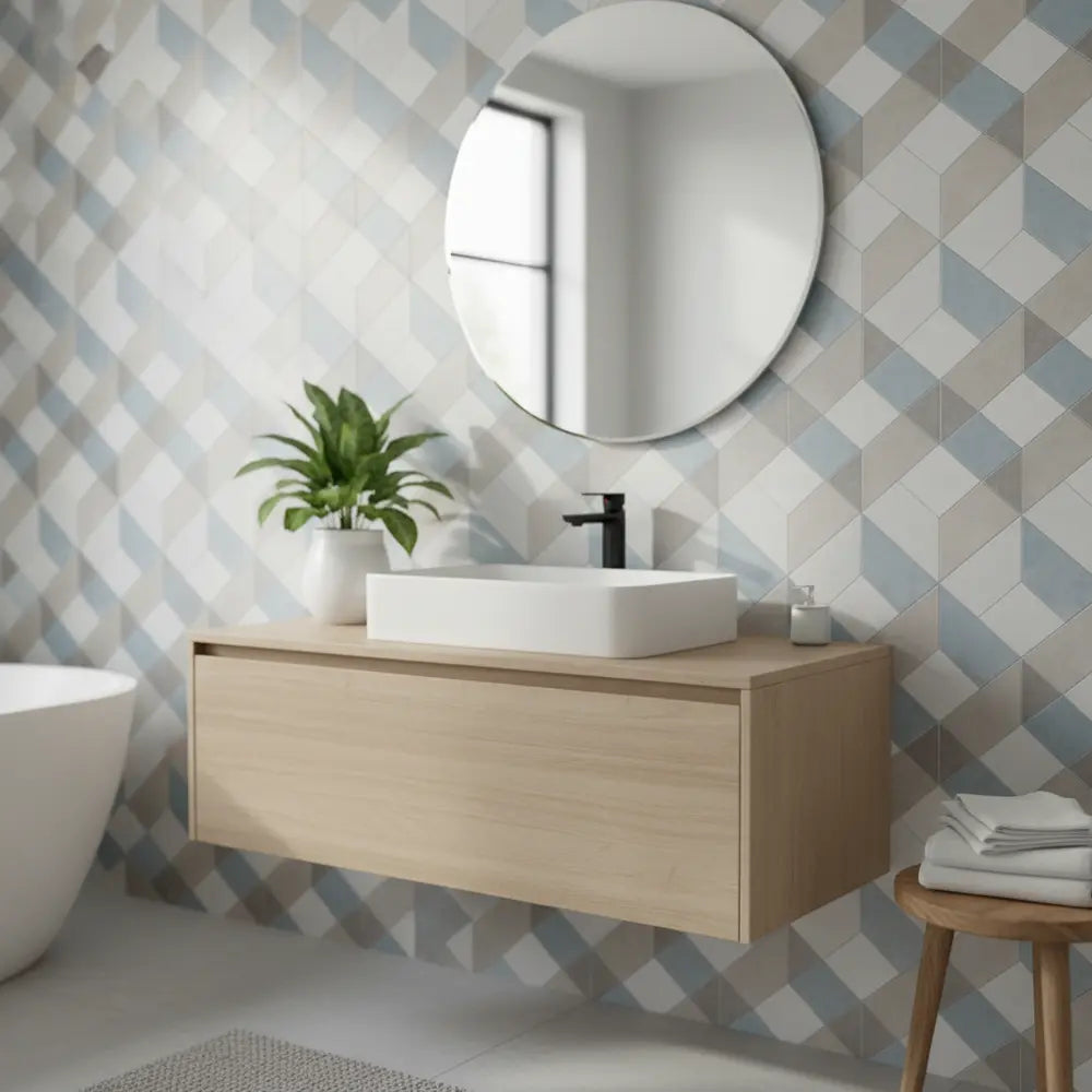 Budget Bathroom Makeover with Peel-and-Stick Wall Tile — illustrative setting