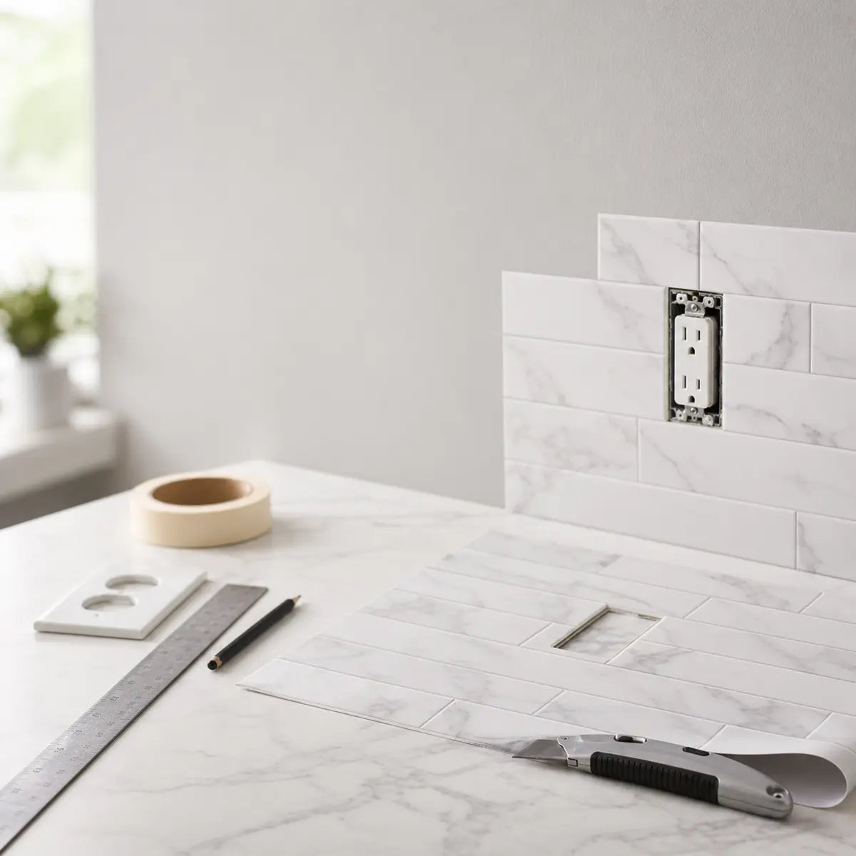 We Tested Peel-and-Stick Tile Cuts: Outlets to Edges