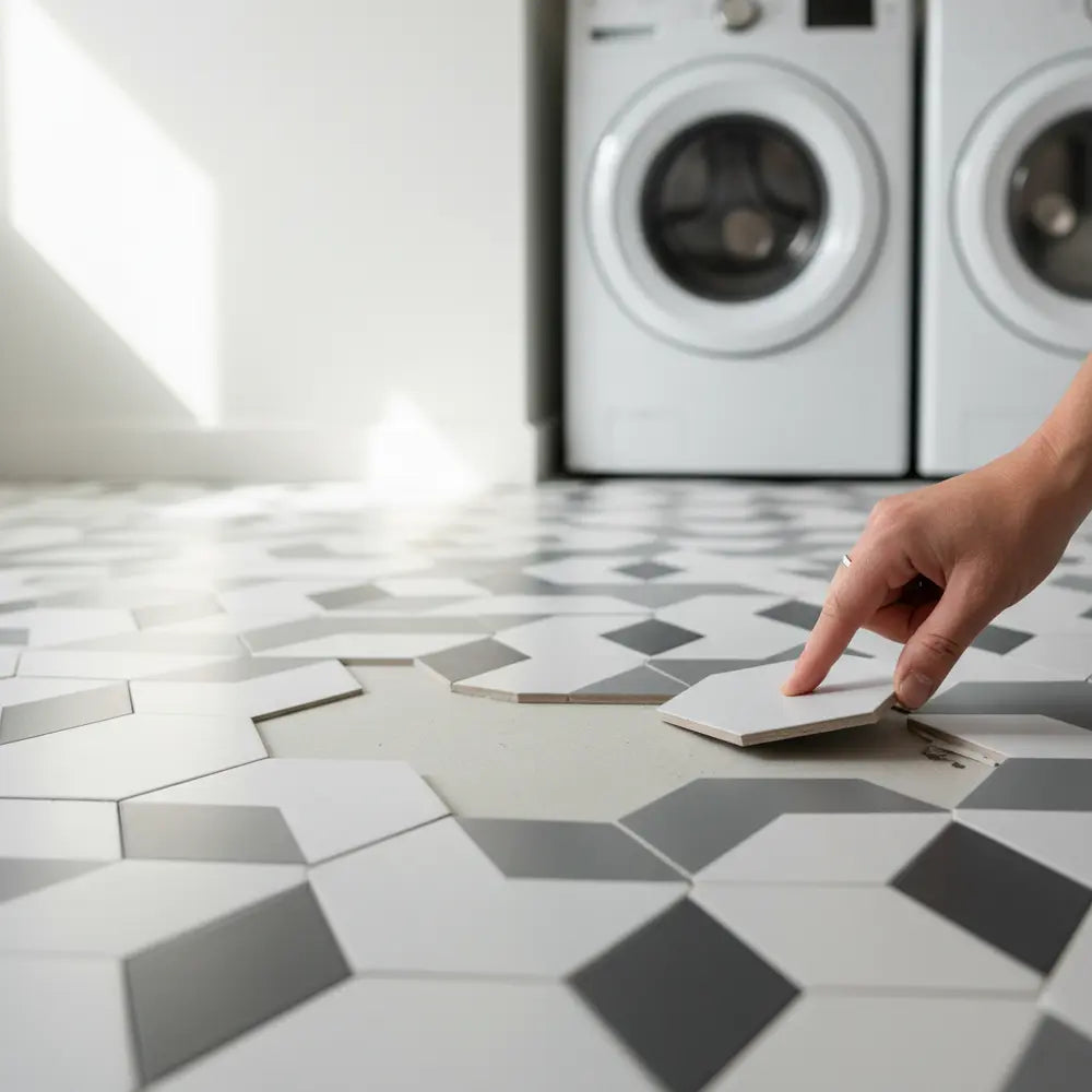 How to Install Peel and Stick Tiles in Laundry Room