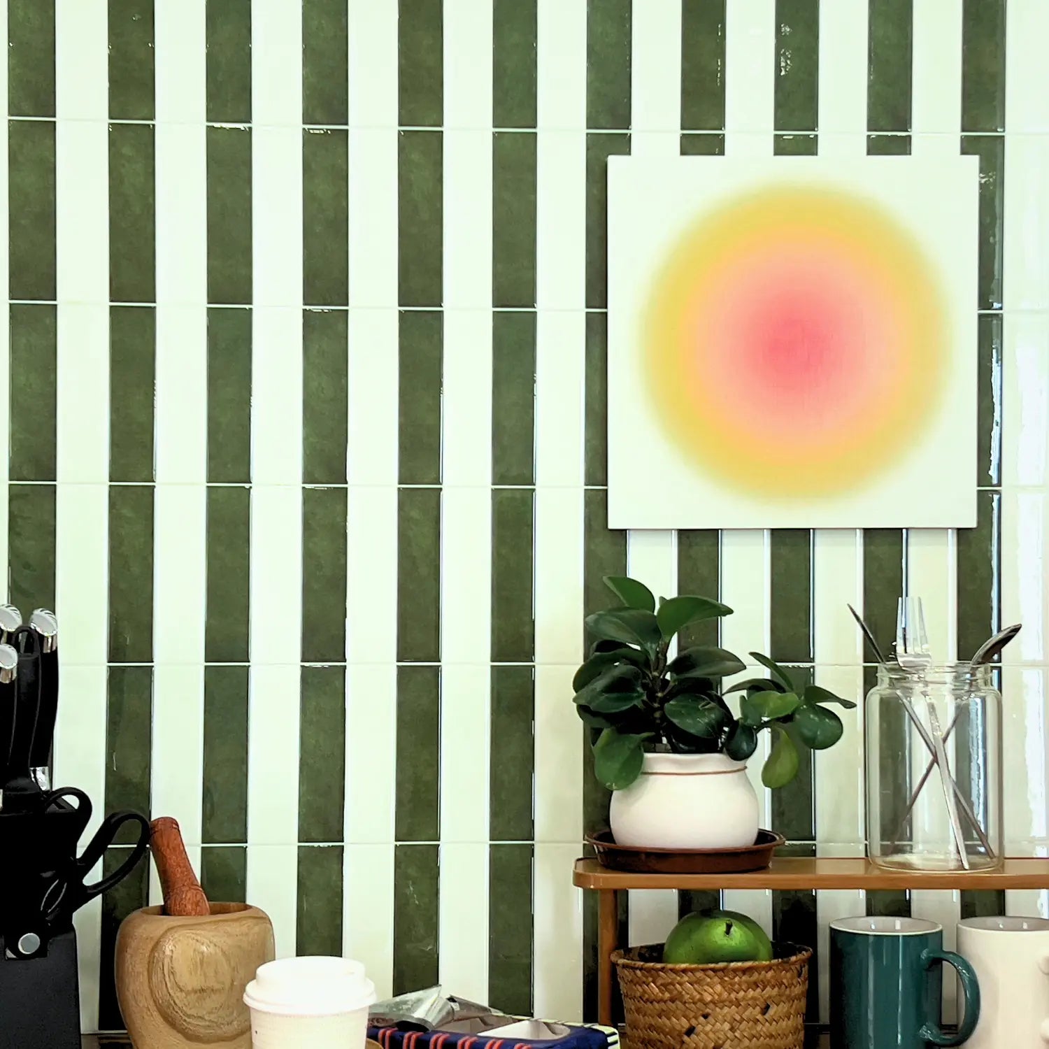 Stickwoll Olive Lines -Stickwoll