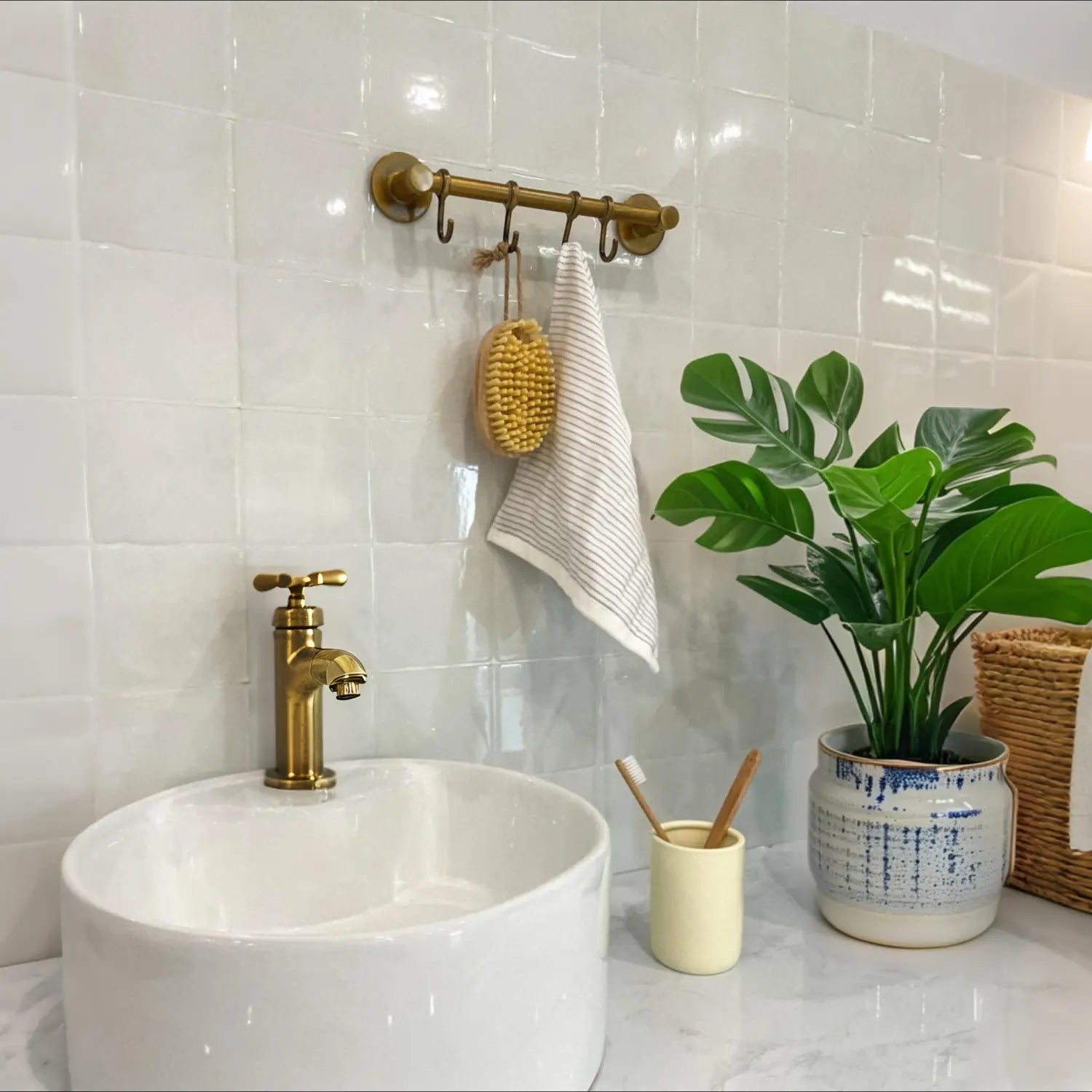 Stickwoll Snowfall Grid Peel and Stick Bathroom Tiles