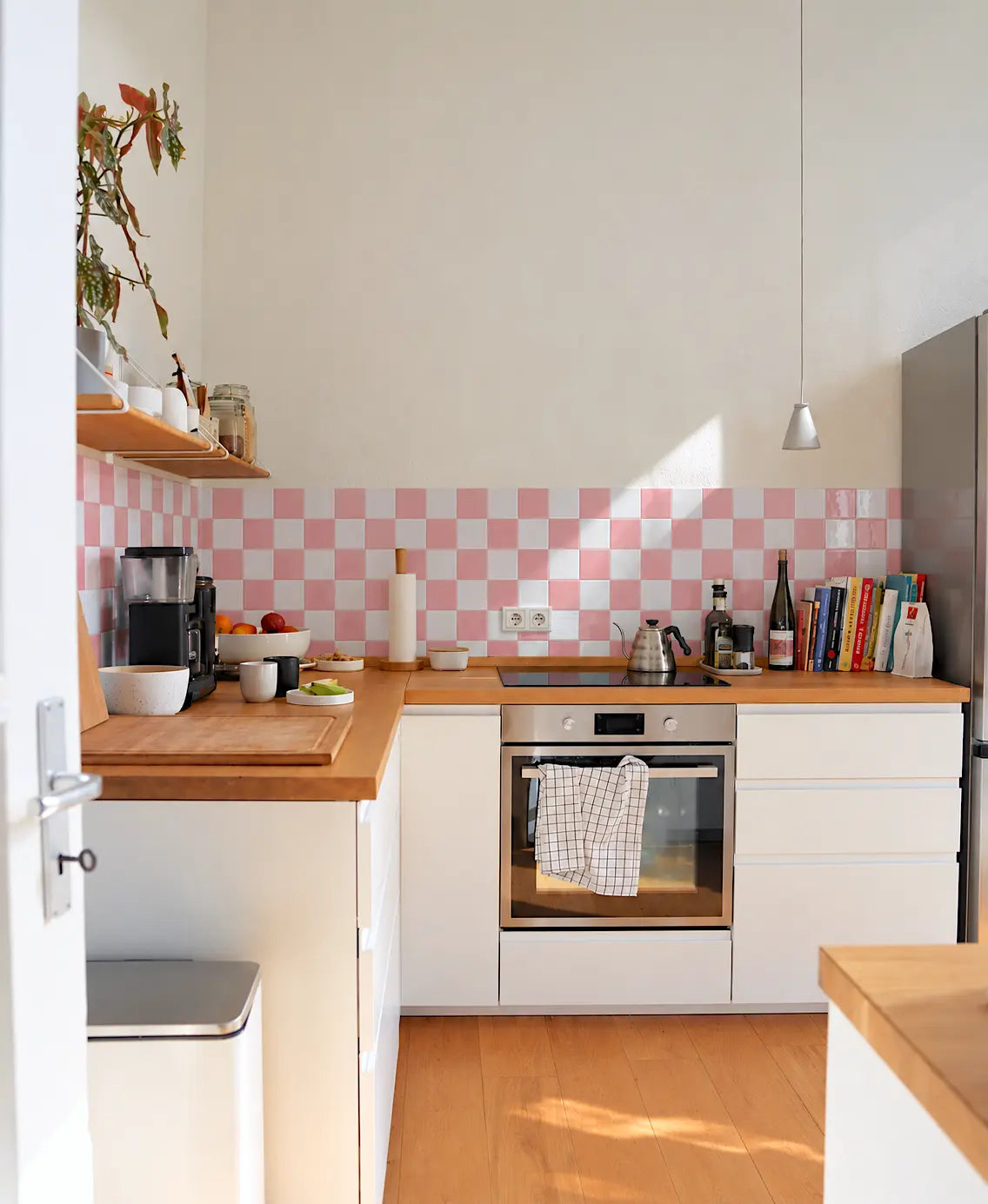Kitchen after Stickwoll peel and stick tile installation