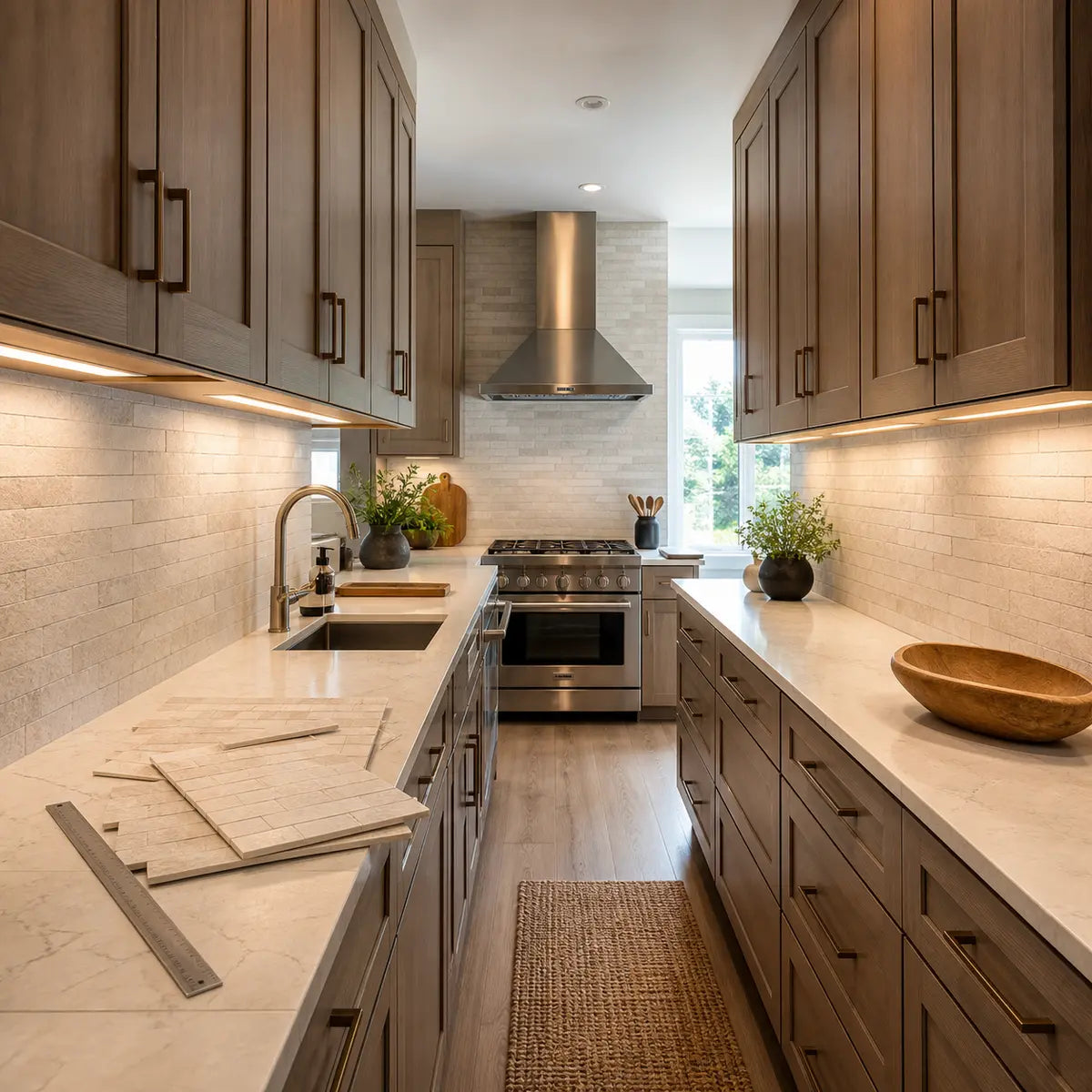 Galley Kitchen Backsplash Layout: Sightlines and Seams