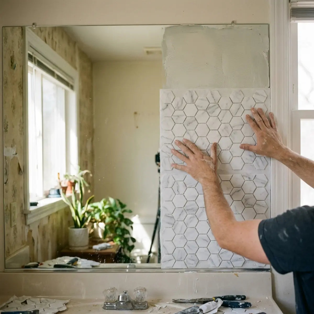 Can You Apply Peel and Stick Tile Over Large Mirrors?