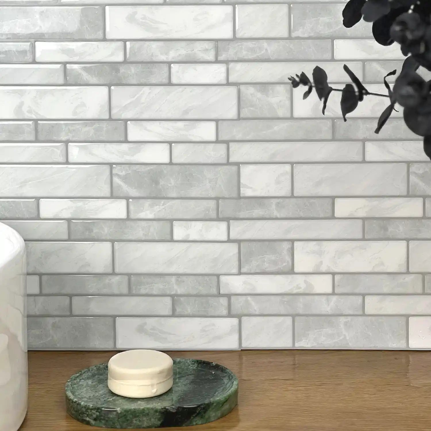Mosaik-Peel-and-Stick-Fliesen für Küchen- und Badwände, glänzende abnehmbare Rückwandfliesen-Kollektion von Stickwoll