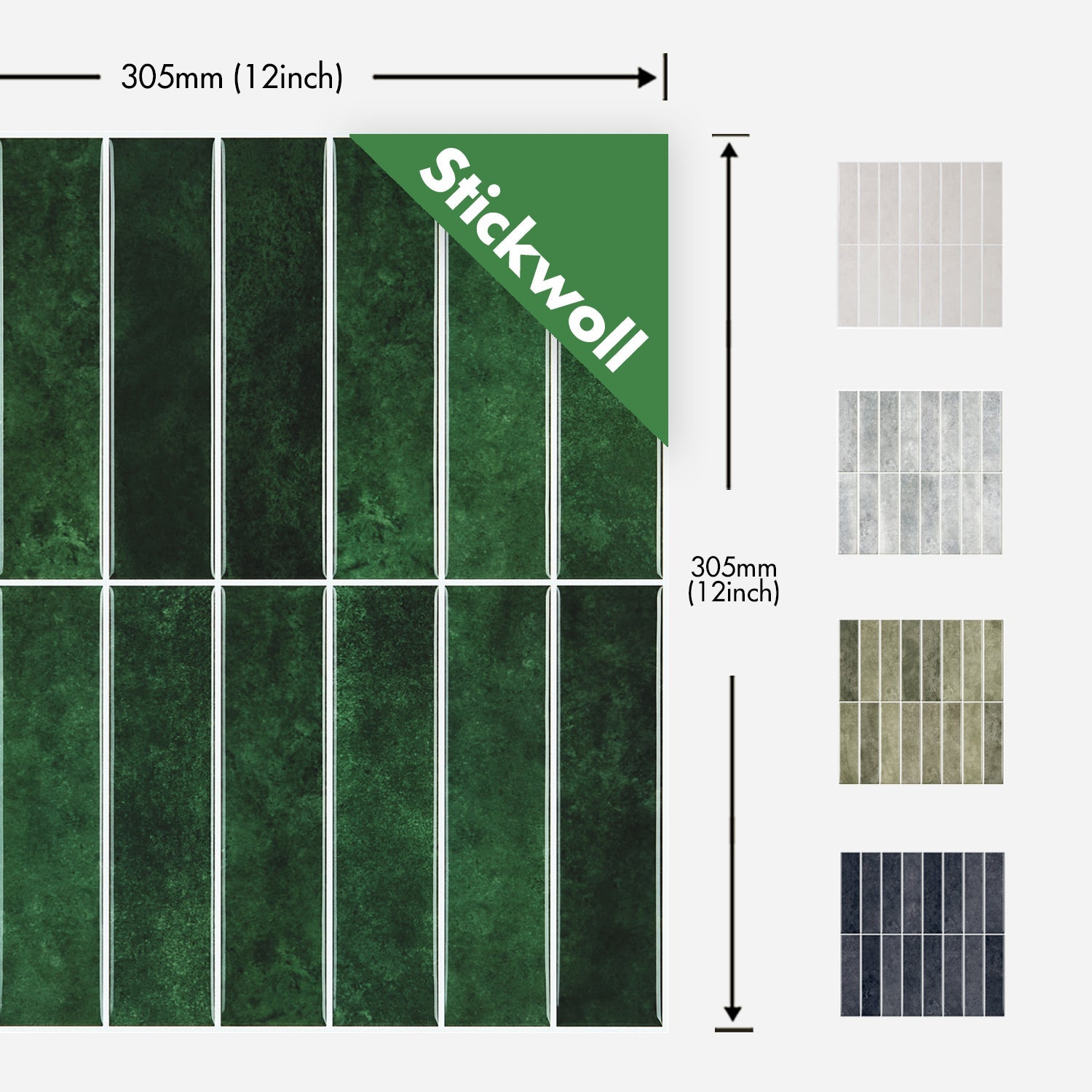 Stickwoll Minty Ceramic 8 Peel and Stick Tiles