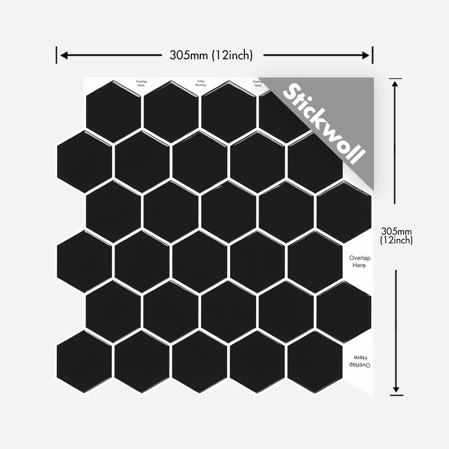 Stickwoll Onyx Hexagons Peel and Stick Tiles