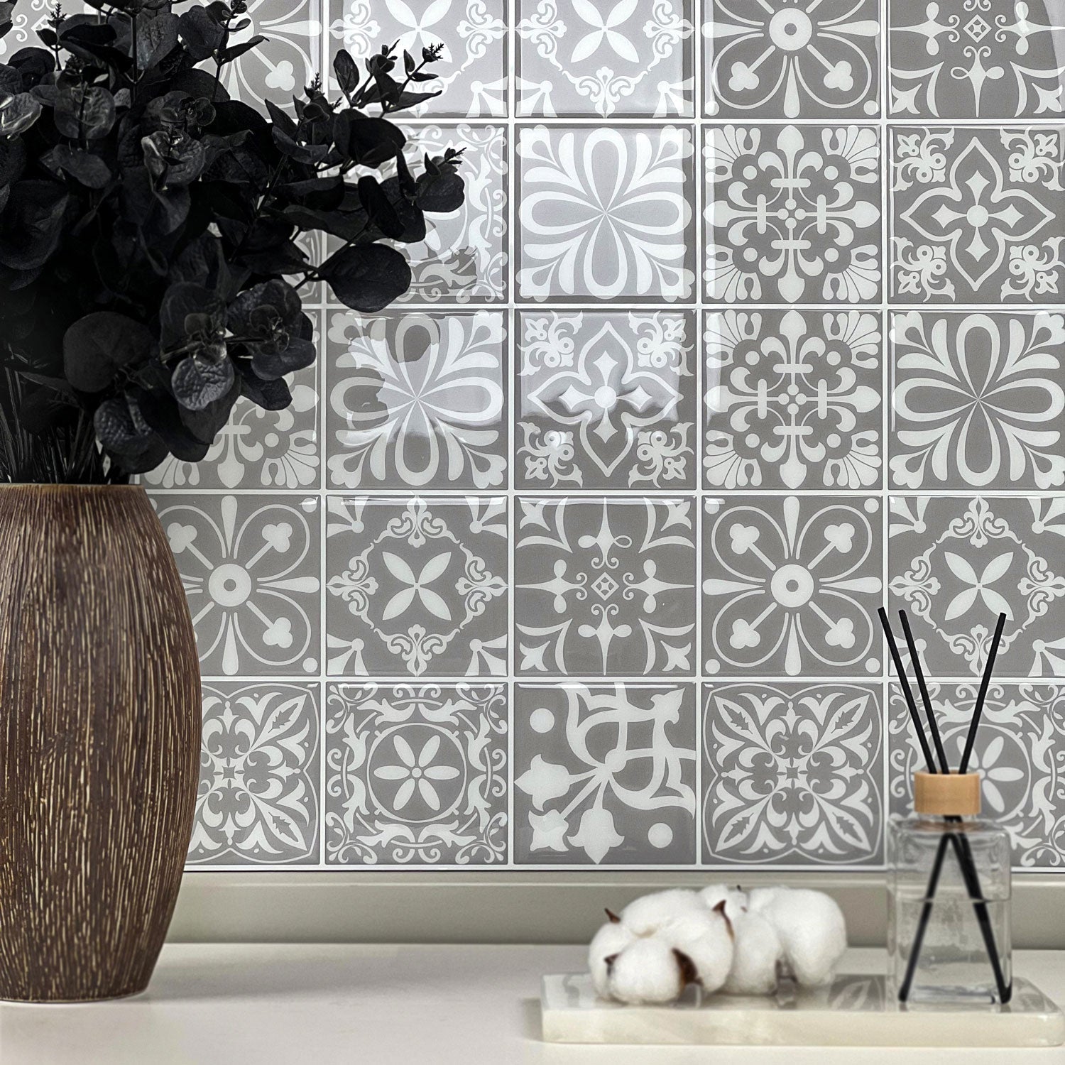 Stickwoll Gray Bliss Peel and Stick Tiles