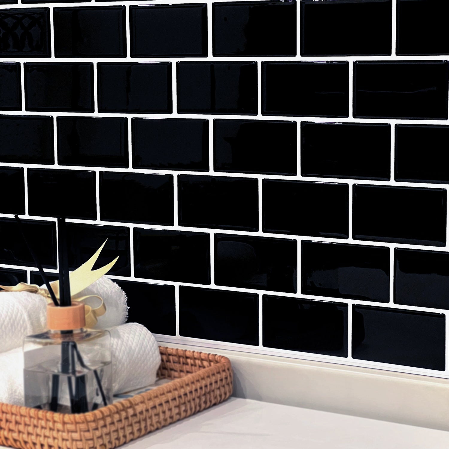 Stickwoll Jet Subway Peel and Stick Tiles