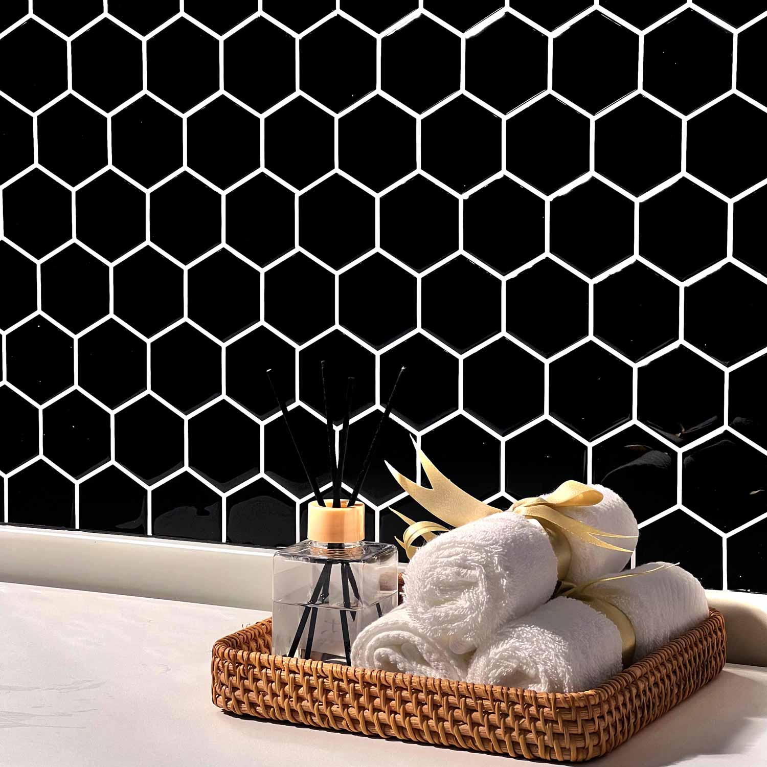 Stickwoll Onyx Hexagons Peel and Stick Tiles