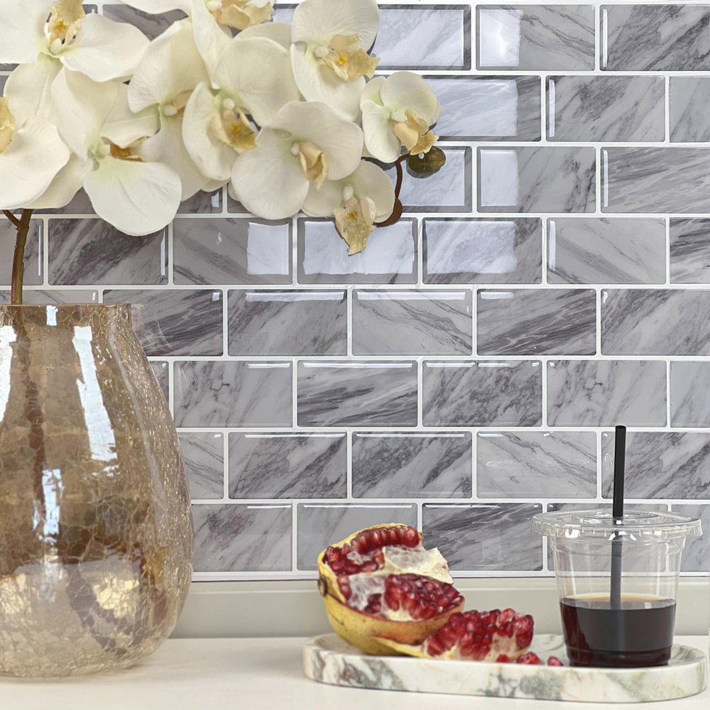 Rock Subway Renter-Friendly Peel & Stick Tiles for Kitchen Backsplash