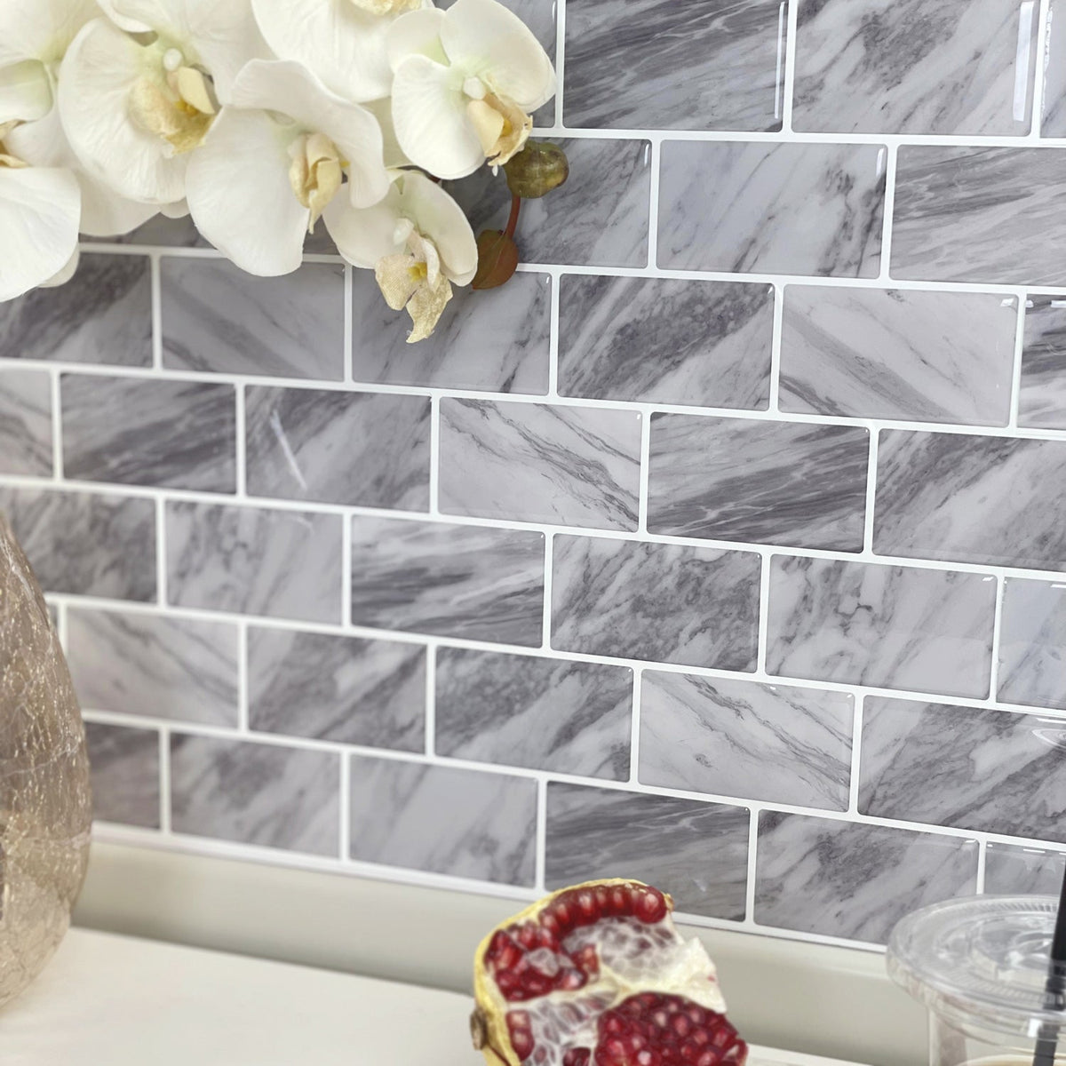 Rock Subway Renter-Friendly Peel & Stick Tiles for Kitchen Backsplash