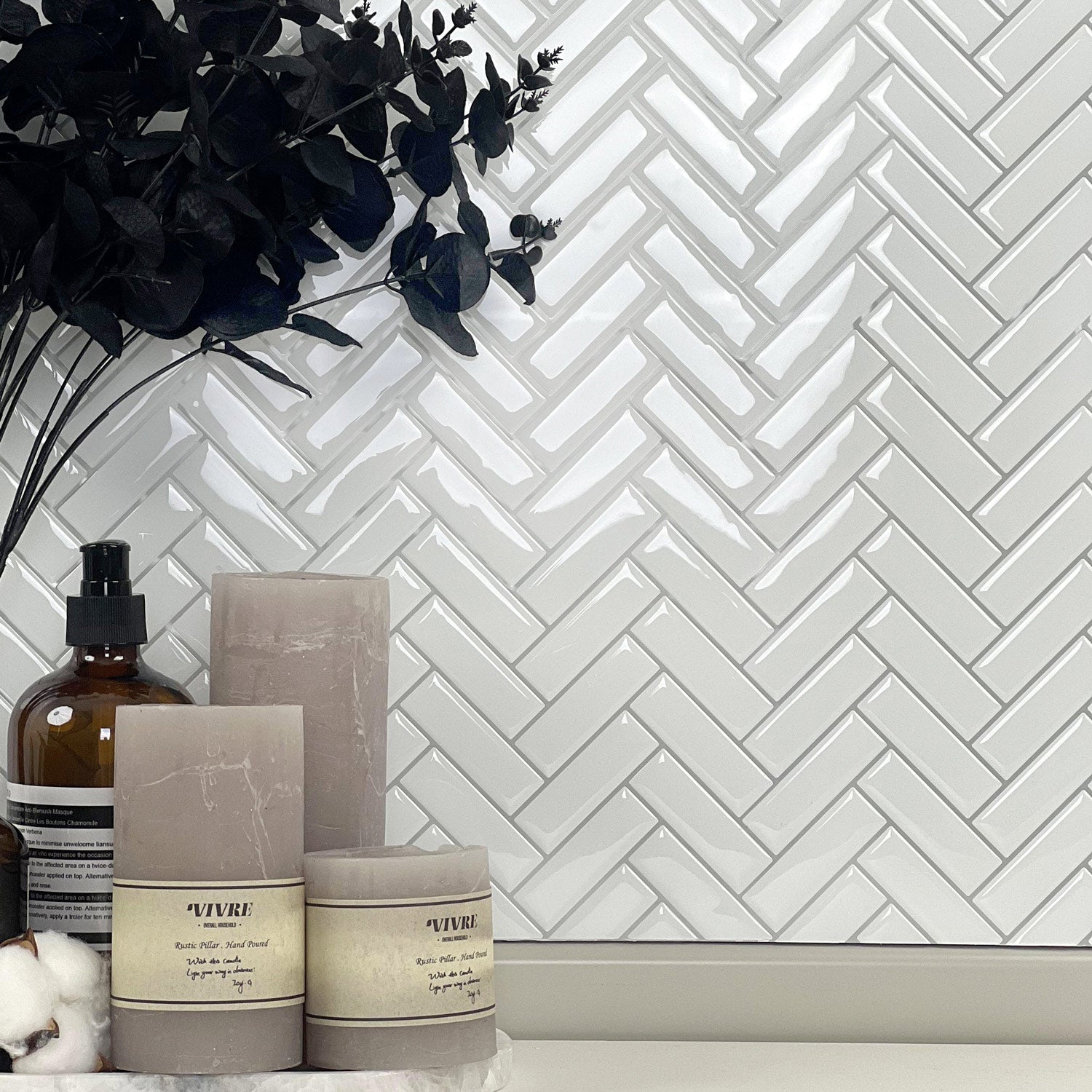 Stickwoll Blanco Chevron Peel and Stick Tiles