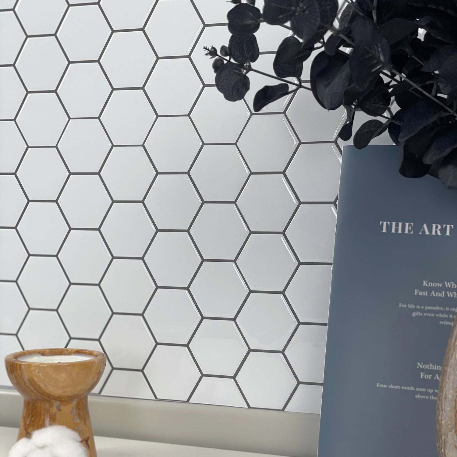 Stickwoll White Honeycomb Peel and Stick Tiles