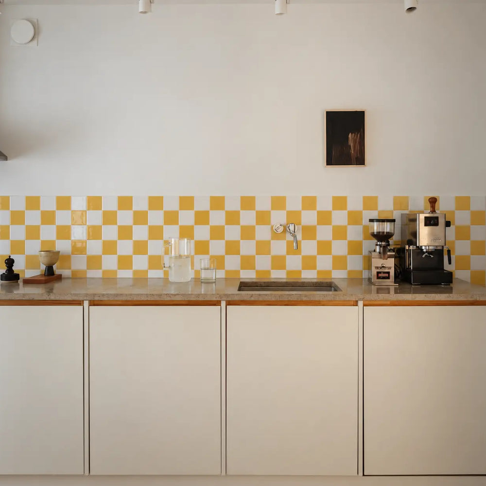 Kitchen after Stickwoll peel and stick tile installation