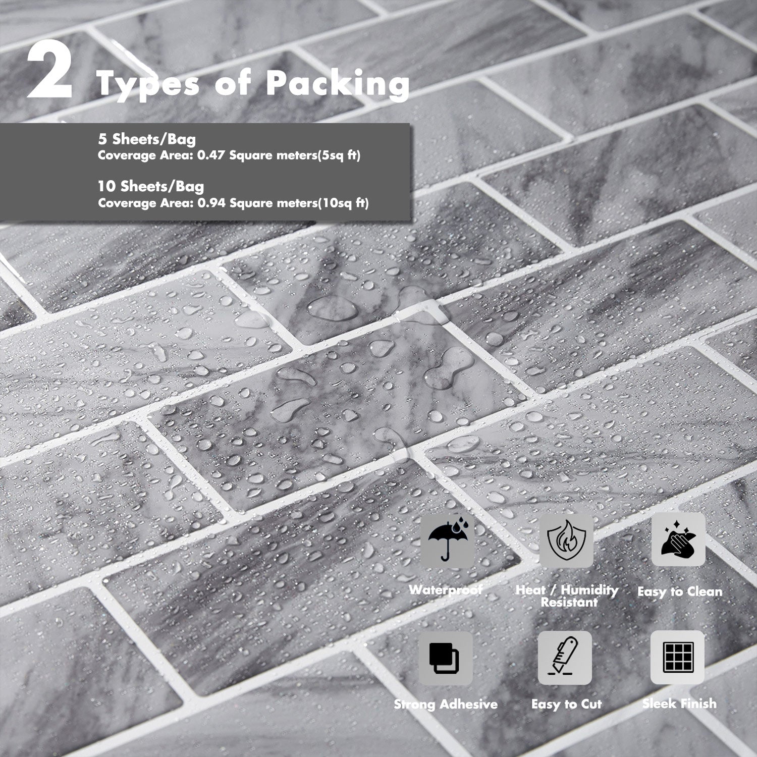 Stickwoll Rock Subway Peel and Stick Tiles