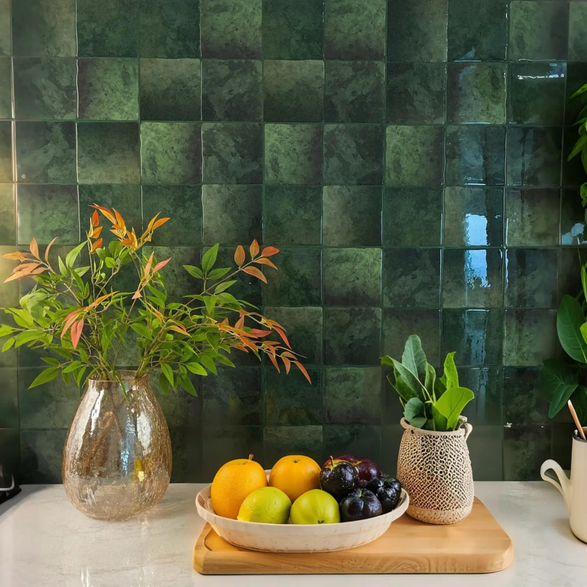 Olive Squares Peel &amp; Stick Tiles – Stickwoll DIY Wall Backsplash