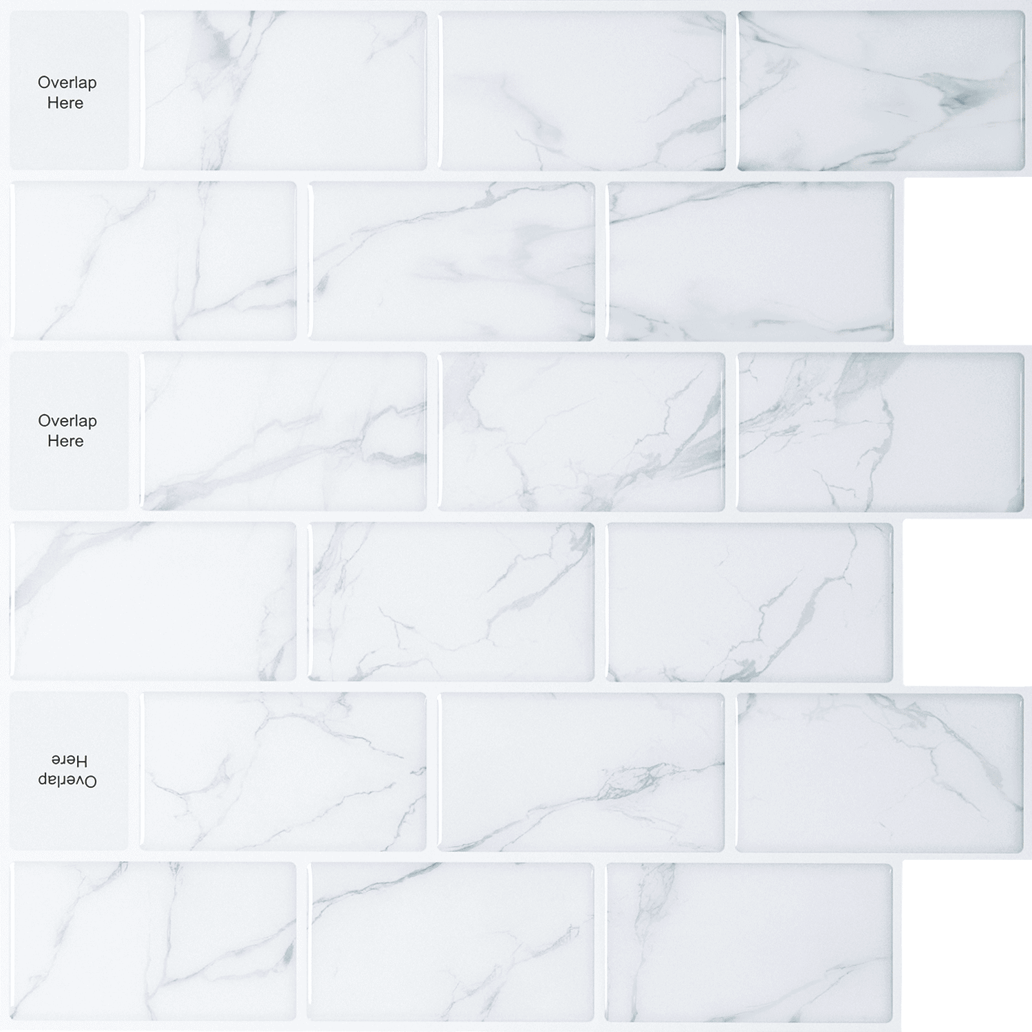 Stickwoll Subway Marble Peel and Stick Tiles