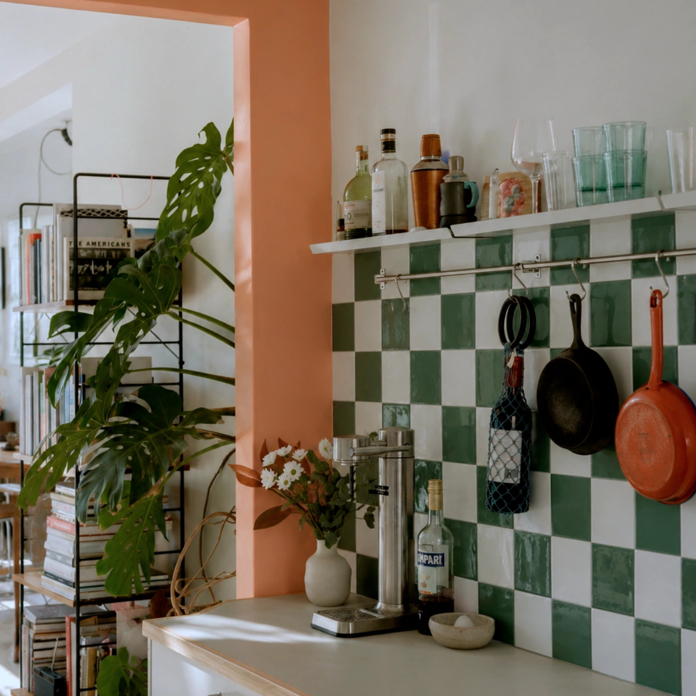 Kitchen after Stickwoll peel and stick tile installation